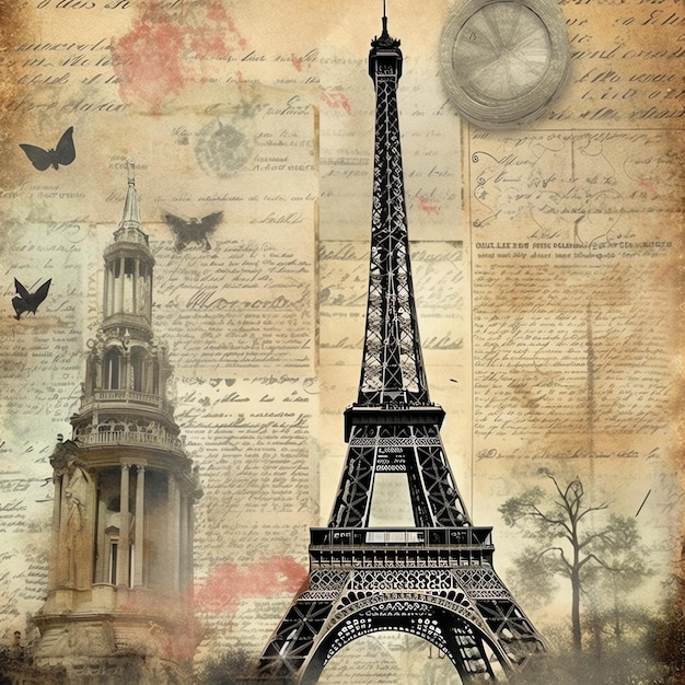 Paris old paper vintage digital paper