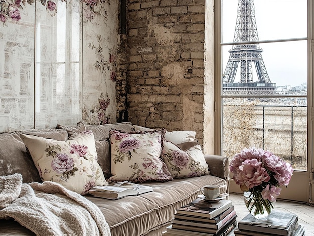 a Parisian loft with views of the Eiffel Tower