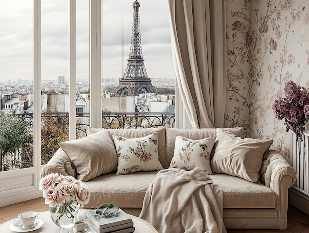 a Parisian loft with views of the Eiffel Tower