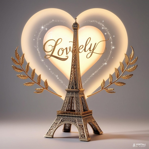 Parisian Romance A Golden Heart Over the Eiffel Tower