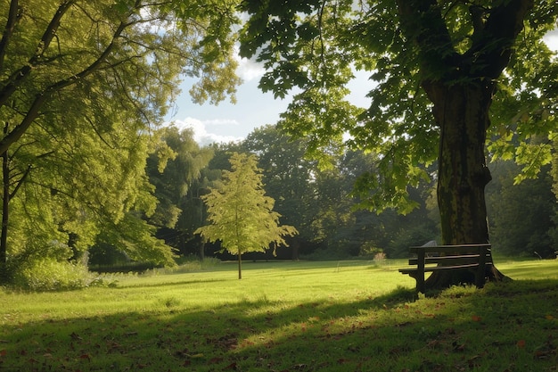 Park Bench in Shade of Tree