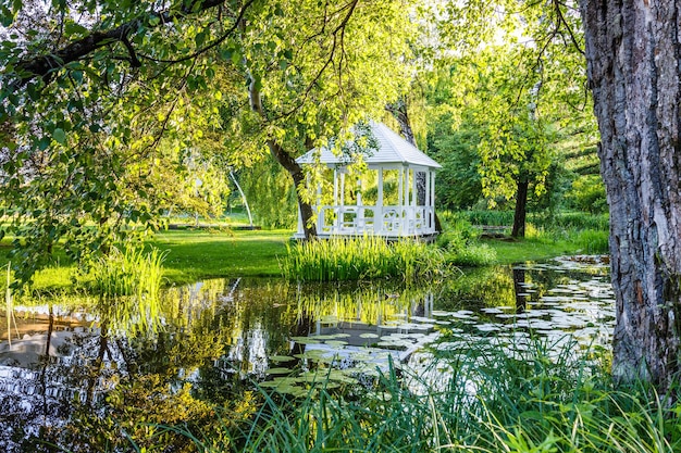 Park in a quiet place to rest with a pond in the city park