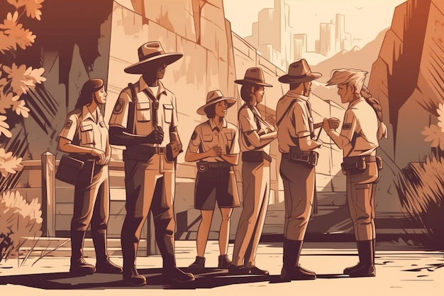 Park ranger guiding a group of tourists