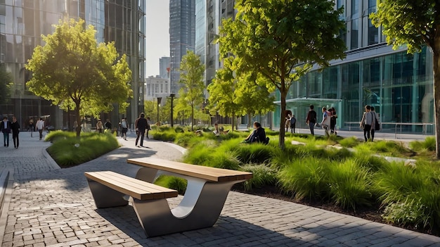 Photo a park with a bench that says  no one is sitting on it