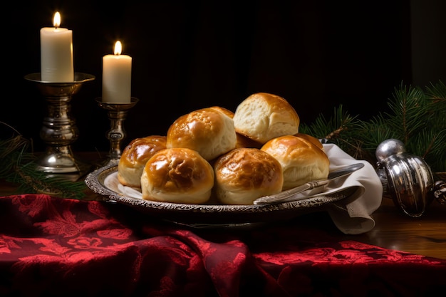 Parker House Rolls christmas Dinner Food Photo