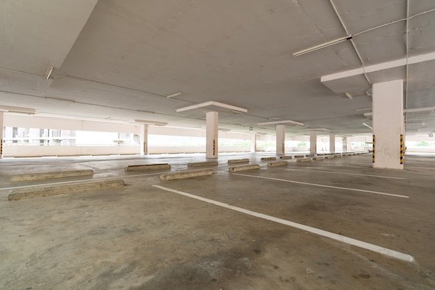 Parking garage department store interior Empty parking lot or garage interior Business building office