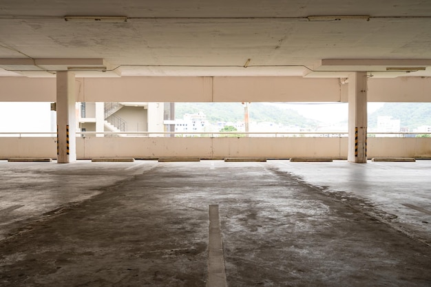 Parking garage department store interior Empty parking lot or garage interior Business building office