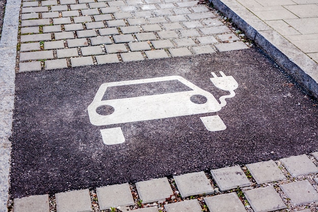 Photo parking symbol for electric cars charging