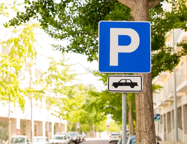 Parking zone sign on the street