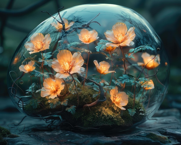 Parkinsons Dreamscape Luminescent Neuron Flowers Wither in Brain Terrarium