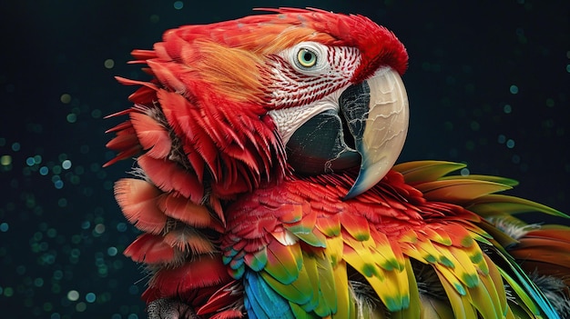 Parrot Bedecked in Glamorous Feathers and Garb Generative Ai