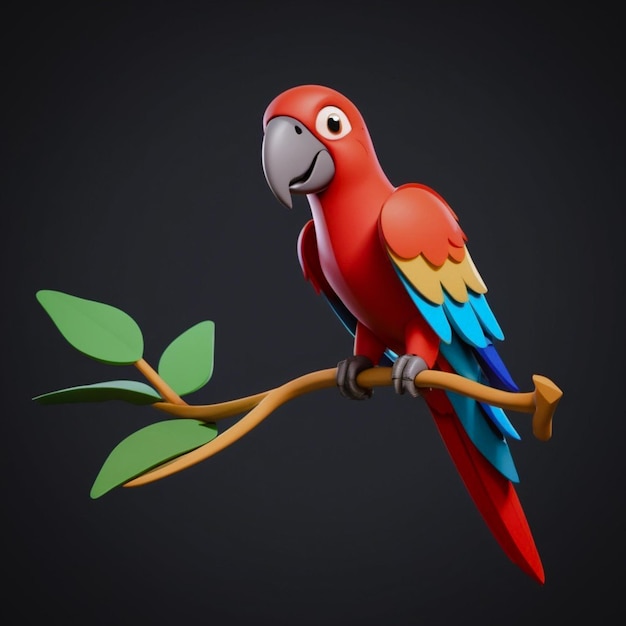 Photo a parrot on a branch with a red and blue tail