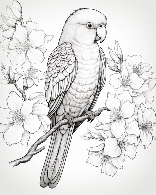 Photo parrot coloring pages in unique style