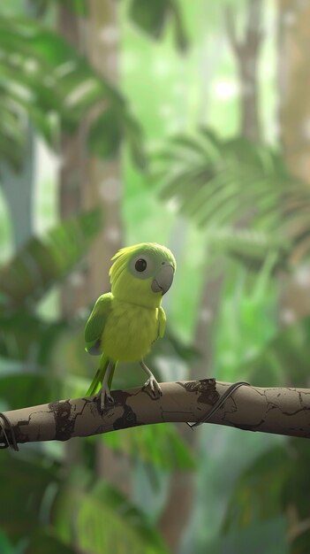 Photo a parrot is sitting on a tree branch with a blurry background