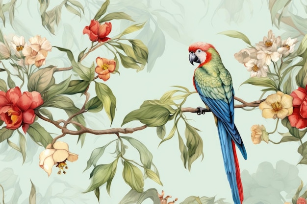 Parrot toile wallpaper animal bird