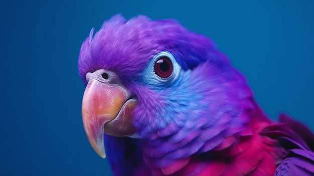 A parrot with a blue background