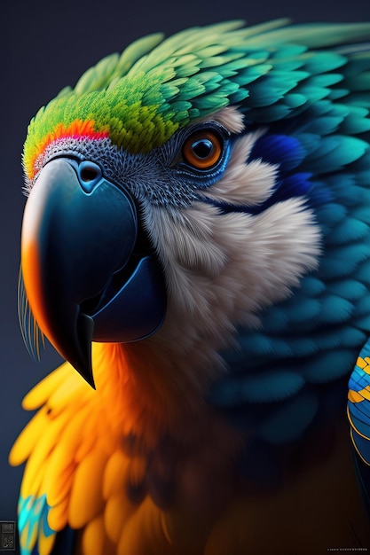 Photo a parrot with a blue and yellow beak