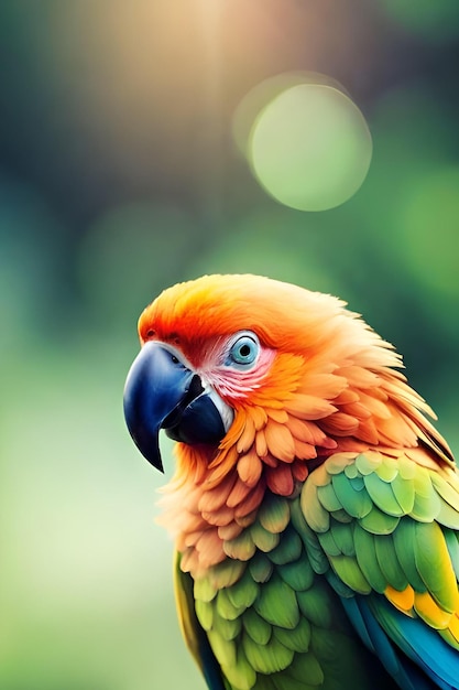 A parrot with a green background