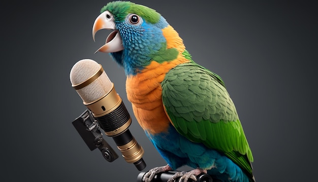 Parrot with a microphone image