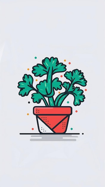 Parsley in a pot cartoon style