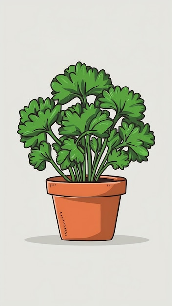 Parsley in a pot cartoon style