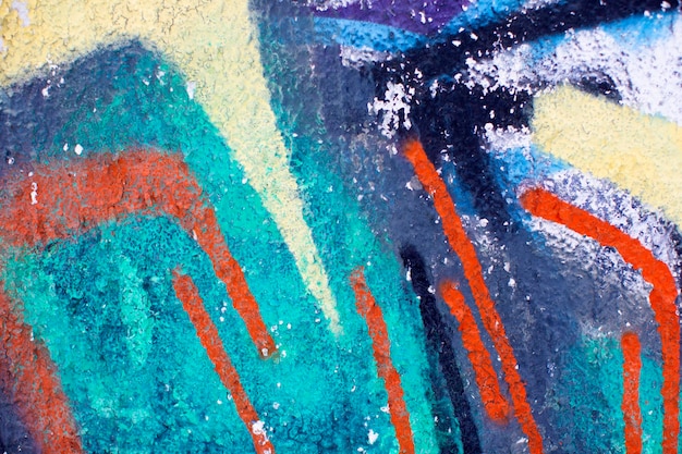 Part of abstract gravity multicolored with bright strokes Painted concrete wall