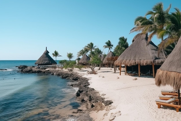 Part of beach in caribbean sea in mexico