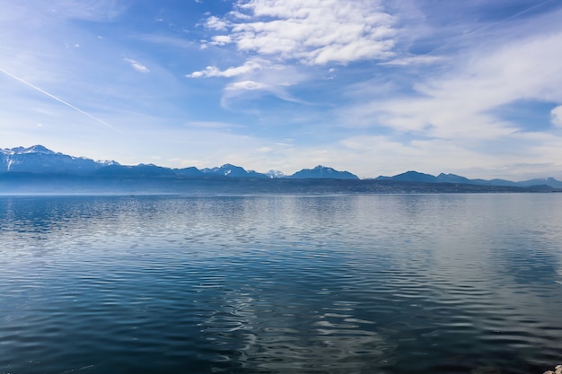 Part of Lake Geneva in Lausanne, Switzerland