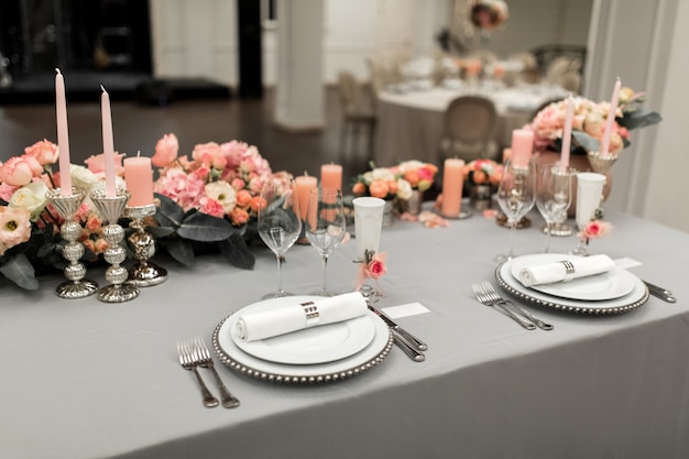 Part of stylish table setting with plate and cutlery