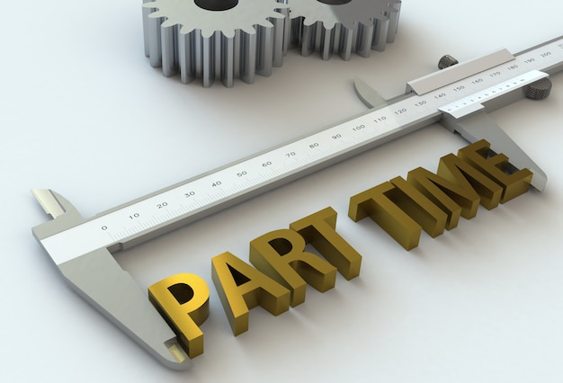 PART TIME, message on vernier caliper, 3D rendering