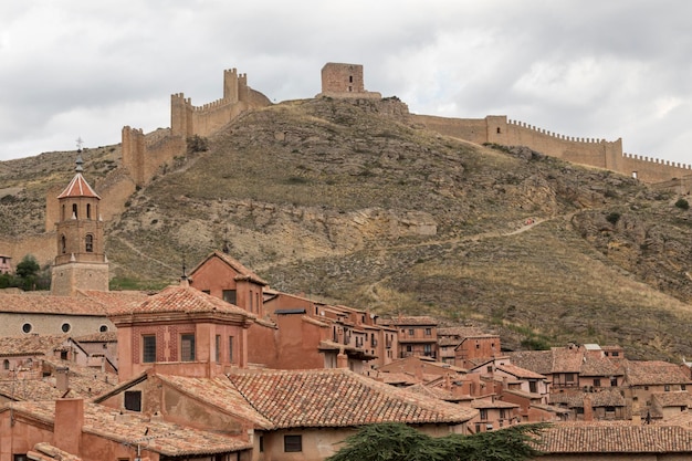 Partial view of Albarracin with the wall in the background Teruel Spain Aragon