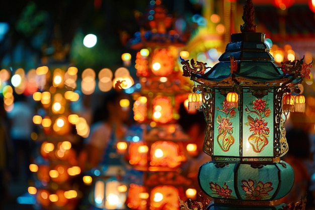 Participate in a Vesak traditional lantern lightin generative ai