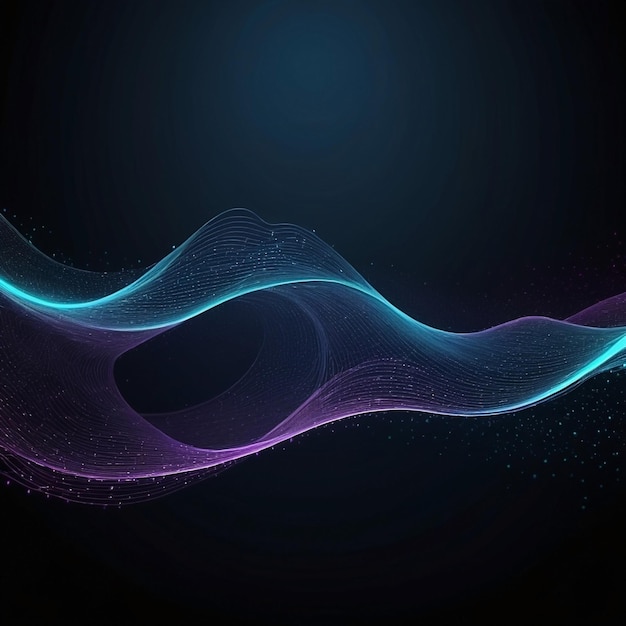 Photo particle background with wave illustration