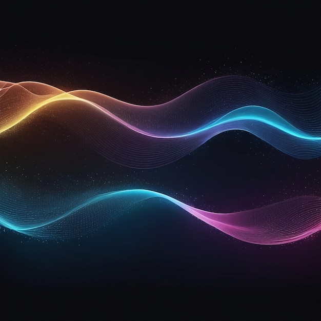 Photo particle background with wave illustration