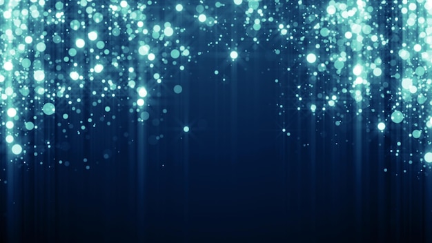 Particles blue light glowing background