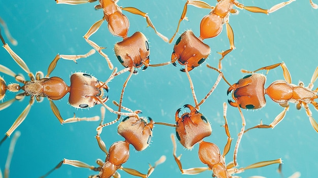 Photo the partnership of ants isolated on a flat background