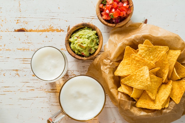 Party food - nachos with  and guacamole