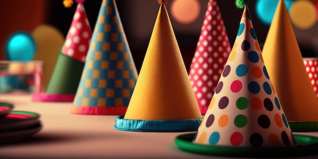 A party hat with a colorful party hat on it