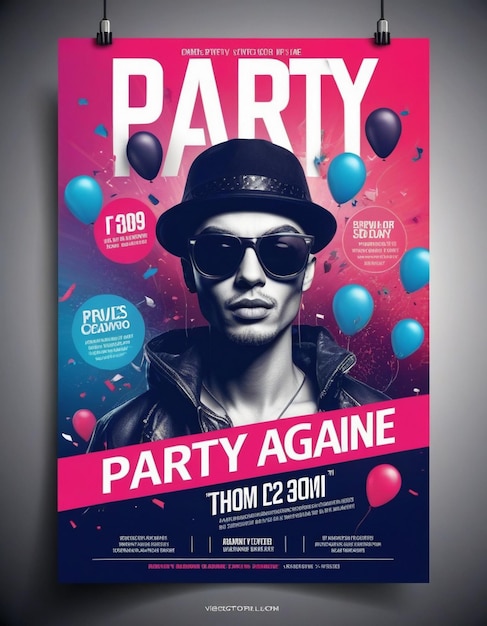 Photo party magazine flyer vector template