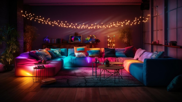 Party Room with Colorful Lights for Parties