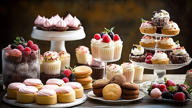 Party treats with different cakes and flavor on the table