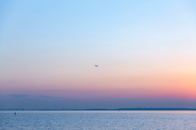 Passenger aircraft in the evening sky