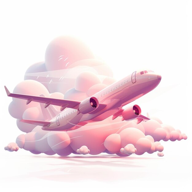 Photo a passenger plane soaring through pink clouds