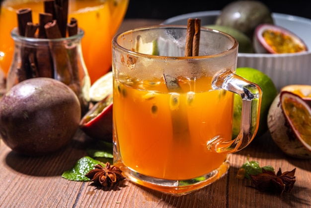 Passion fruit hot tea drink