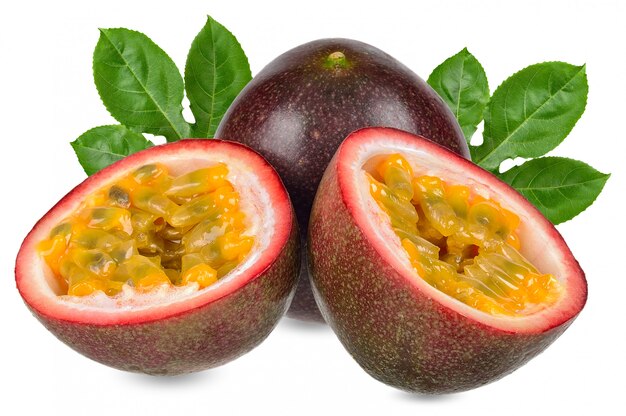 Passion fruit isolated on white clipping path