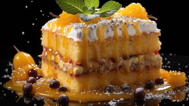 passion fruit mango cake professional photography Generative Ai