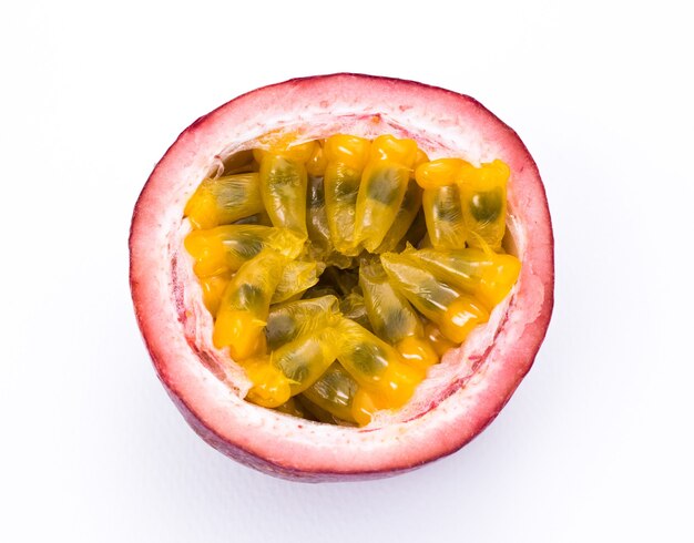 Passion fruit on white background