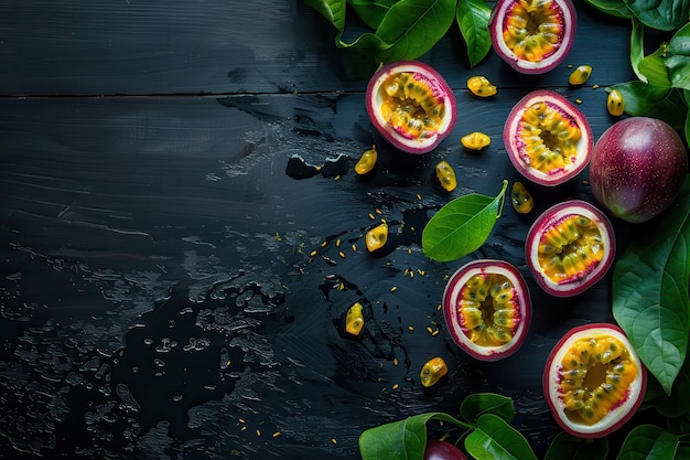 Photo passion fruits on wood table