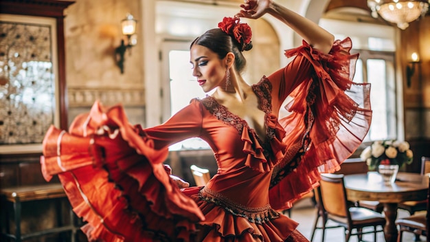 Photo passionate and elgant flamenco dancer