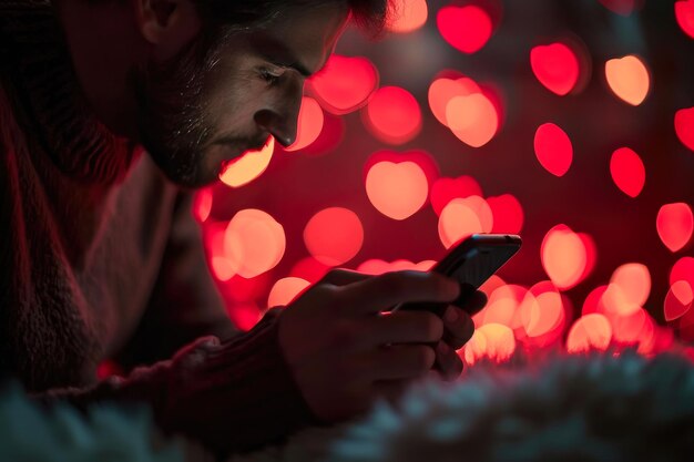 Passionate Fingers Texting Love on Valentines